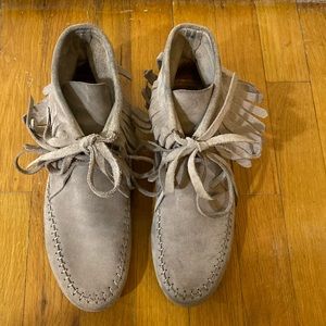 Classic Suede Fringe Moccasin Bootie